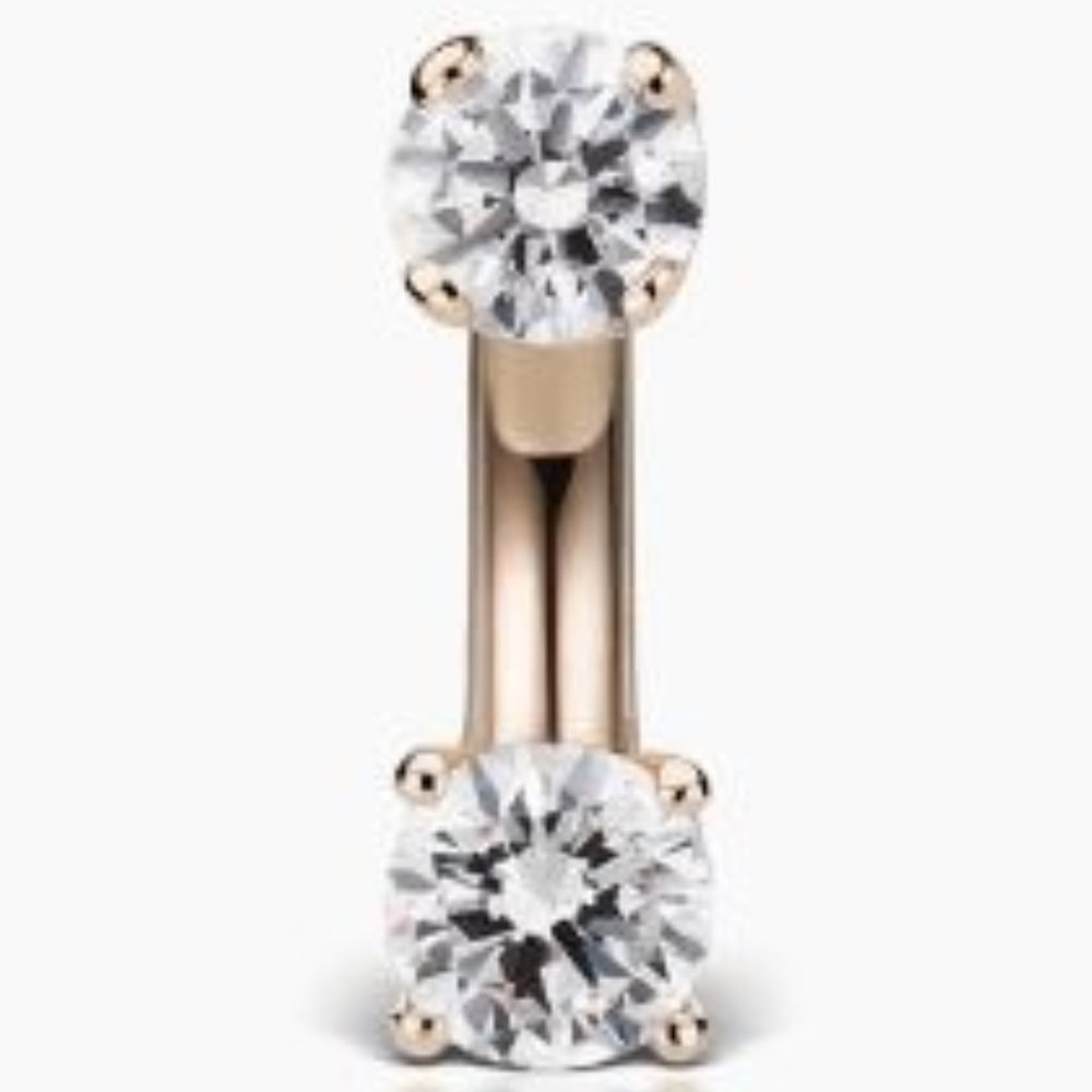 Maria Tash 3mm Prong Set Cubic Zirconia Rook Barbell Rose Gold